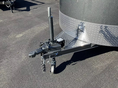 Side view of 16' Delco stock trailer rental, bumper-pull configuration