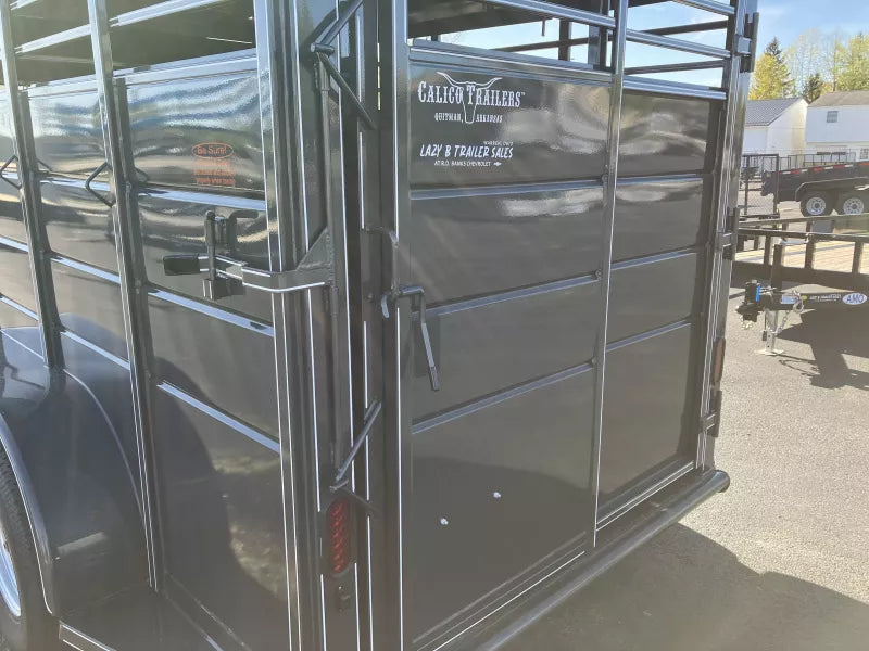 16-foot Delco stock trailer rear gate detail, cattle and horse transport