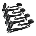 Four-pack of ratchet tie-down straps for rent, 1,000 lb working load, 10 ft length